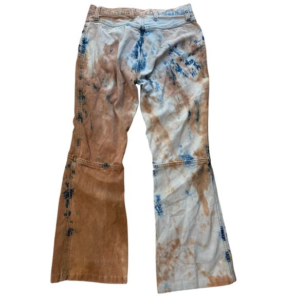 00s Y2K G Brand G Sword Flare Jeans Womens 28" Bleached Denim Low Rise Lace Up - Picture 3 of 8